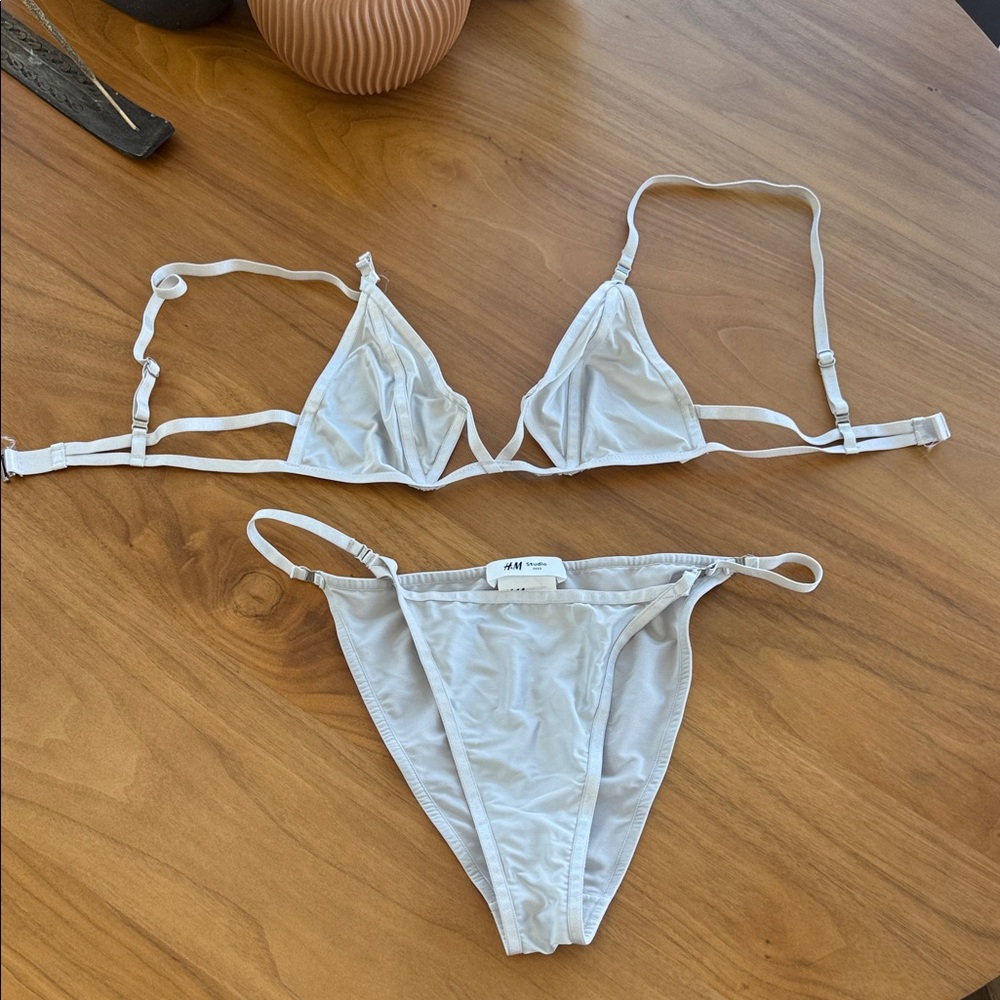 H&M White Triangle Bikini Set
